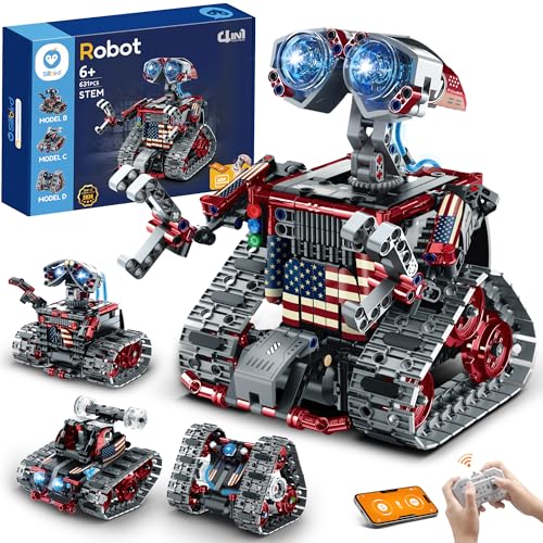 Sillbird Robot Building Kit with Remote Control Gifts for Kids Boys Ages 8-12, STEM Coding Robotic Technic Tracked Racer Car Toys for Birthday - Build 4in1 Model with 631 Pieces - Image 1