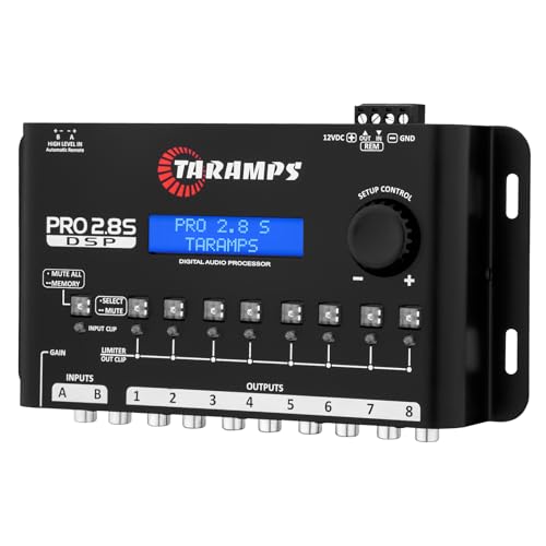 Taramp's معالج الصوت الرقمي الكامل Taramps Pro 2.8S DSP الأسود ومقسم الصوت مع 15 نطاقًا من المعادلة الجرافيكية و12 إعداد EQ وقناتين للدخول و8 قنوات للخروج لصوت السيارة، جودة الصوت - Image 3