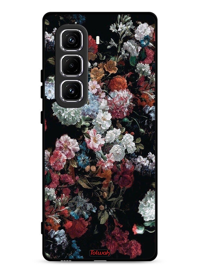 Tolwak غطاء واقي لهاتف Infinix Hot 50 Pro 4G بتصميم الورود القديمة - Image 1