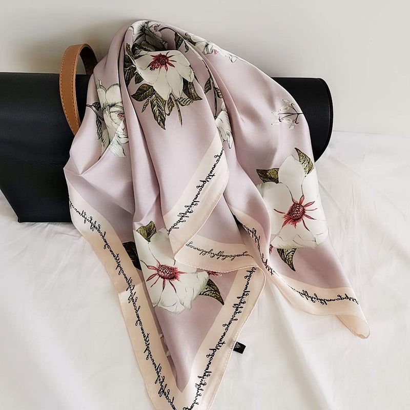 FONYVE Silk Feeling Scarf Medium Square Satin Head Wrap for Women 27.5 inches - Image 5