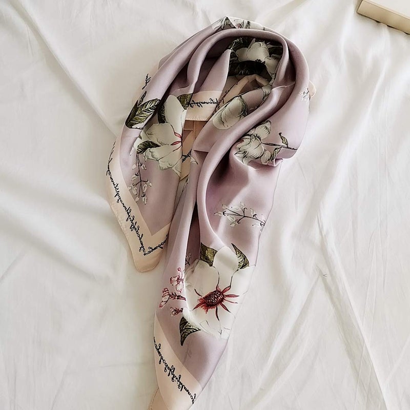 FONYVE Silk Feeling Scarf Medium Square Satin Head Wrap for Women 27.5 inches - Image 4