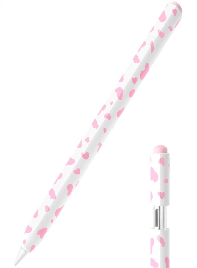 JOOSKO حافظة أقلام JOOSKO بنقشة جلد البقر لقلم Apple Pencil (USB-C)، قبضة مريحة، غطاء جانبي رفيع من السيليكون، تدعم التثبيت المغناطيسي. (وردي) - Image 1