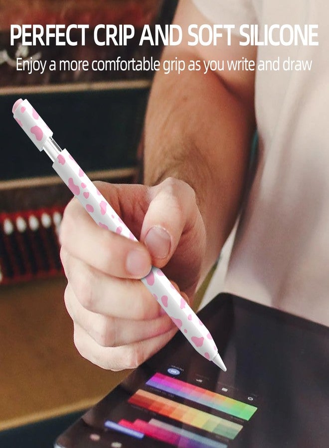JOOSKO حافظة أقلام JOOSKO بنقشة جلد البقر لقلم Apple Pencil (USB-C)، قبضة مريحة، غطاء جانبي رفيع من السيليكون، تدعم التثبيت المغناطيسي. (وردي) - Image 5
