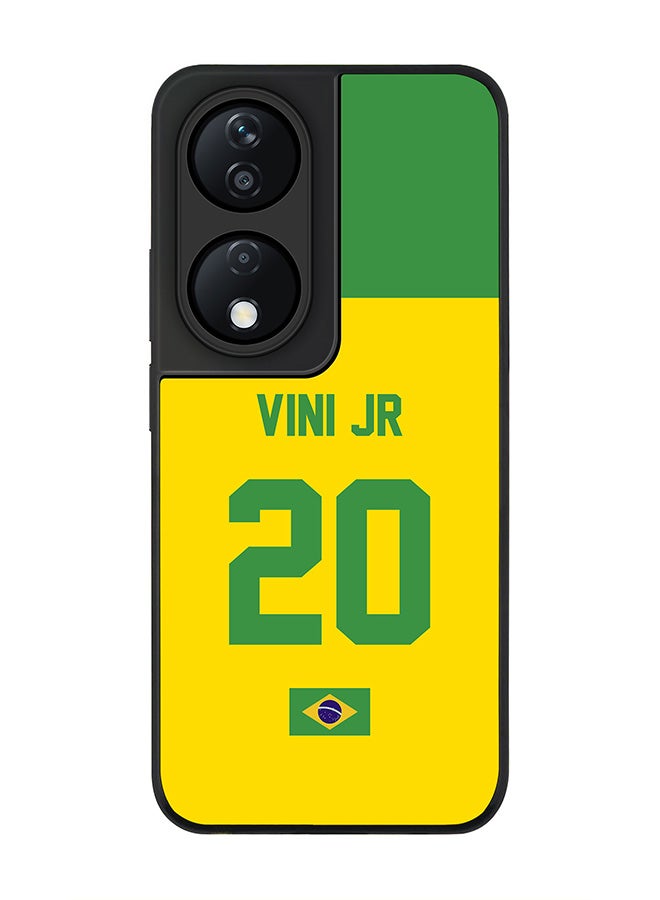 Stylizedd Rugged Black Edge Case for Honor X7b, Slim fit Case Flexible Anti Drop TPU Gel Thin Cover -  Football Team - Brazil, Player Name - Vini Jr - Image 1