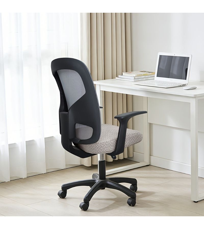 Dark Gray Stretch Stool And Chair Cover Set One Piece Machine Washable Elastic Slipcover Fit Office Dining Chairs For Living Room Bedroom - Image 3