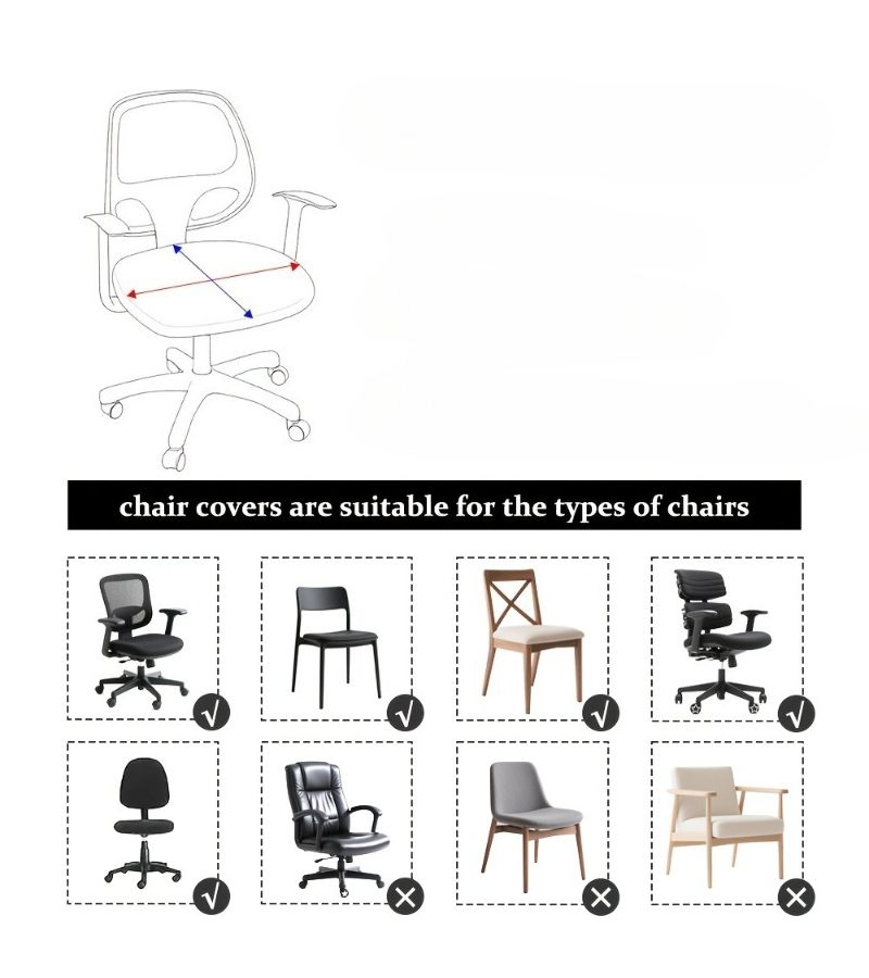Dark Gray Stretch Stool And Chair Cover Set One Piece Machine Washable Elastic Slipcover Fit Office Dining Chairs For Living Room Bedroom - Image 2
