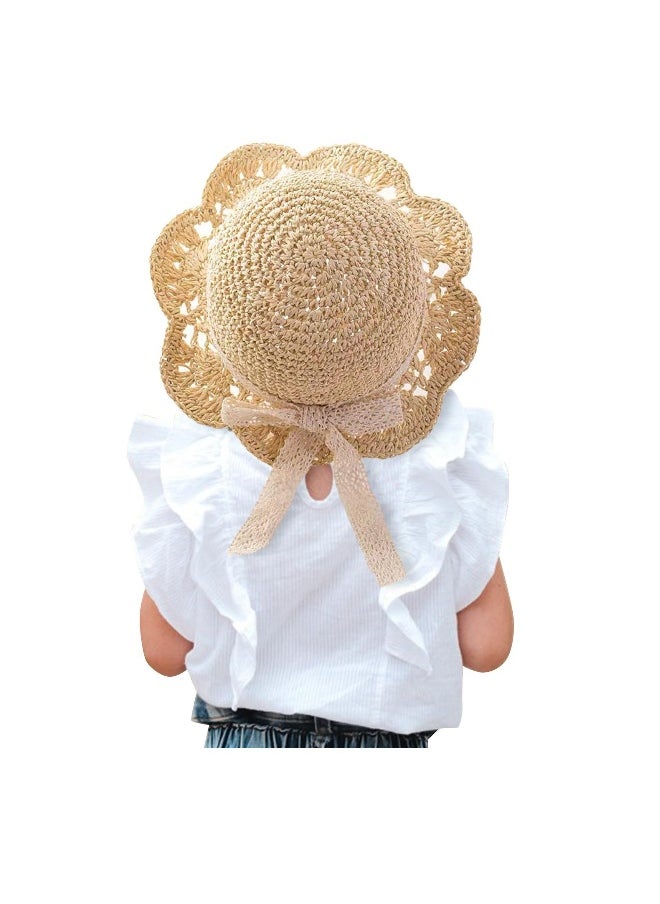 Generic - Baby Sun Hat, Baby Straw Hat, Baby Girl Straw Hat, Baby Girl Sun Hat, Toddler Summer Sun Cap with Bow, Baby Beach Hat, Foldable Beach Sun Protection Hats for 2-6 Years, Beige - Image 1