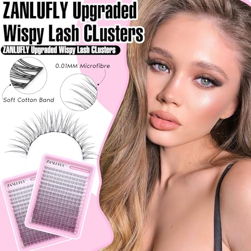 zanlufly Lash CLusters Wispy Eyelash Clusters Natural Lash Extensions C-Curly DIY Eyelash Extensions zanlufly 180Pcs Individual Lashes(9MM 10MM 12MM 14MM 16MM) - Image 3
