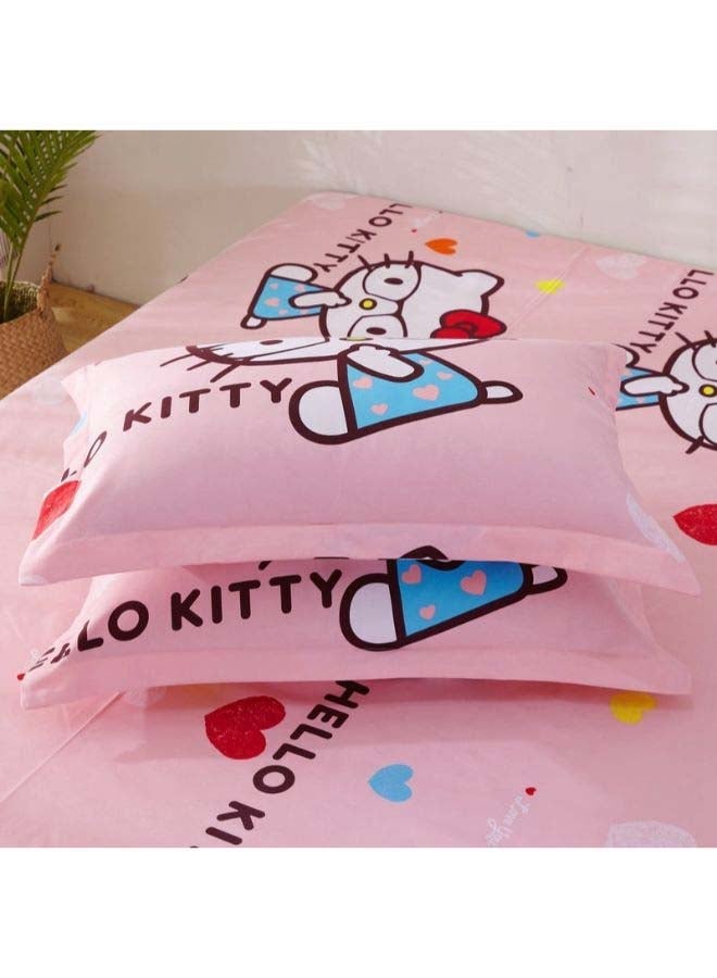 NIBEMINENT 4-Piece Cartoon Printed Duvet Cover Set Polyester Pink/Blue/Black - Image 5