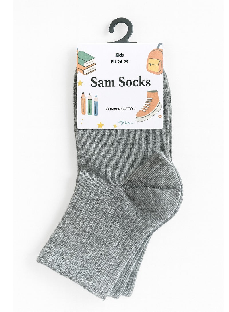 سام سوكس مجموعة من 3 جوارب مدرسية طويلة سادة للأطفال باللون الرمادي مقاس 26-29 EU - Image 5