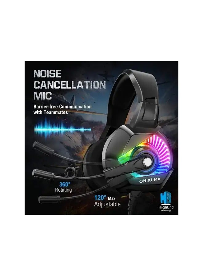 onikuma K6 Wired Gaming Headphone - RGB - Image 4