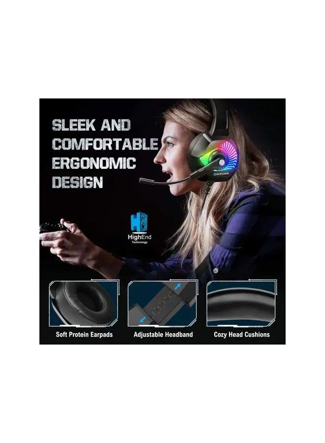 onikuma K6 Wired Gaming Headphone - RGB - Image 5