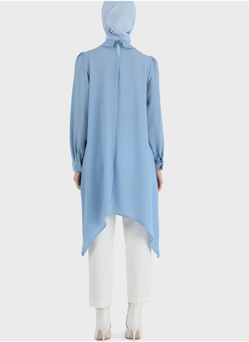 Tavin by Modanisa - Asymmetrical Hem Button Detail Tunic - Image 1