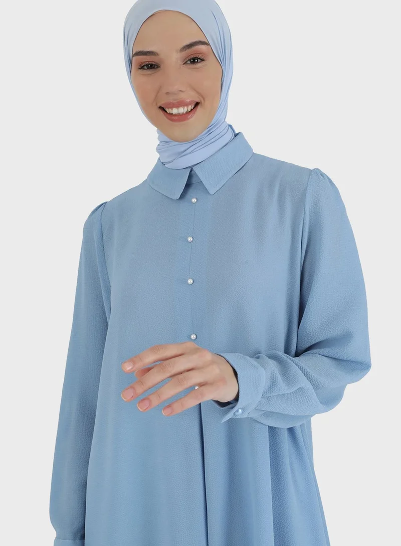 Tavin by Modanisa Asymmetrical Hem Button Detail Tunic