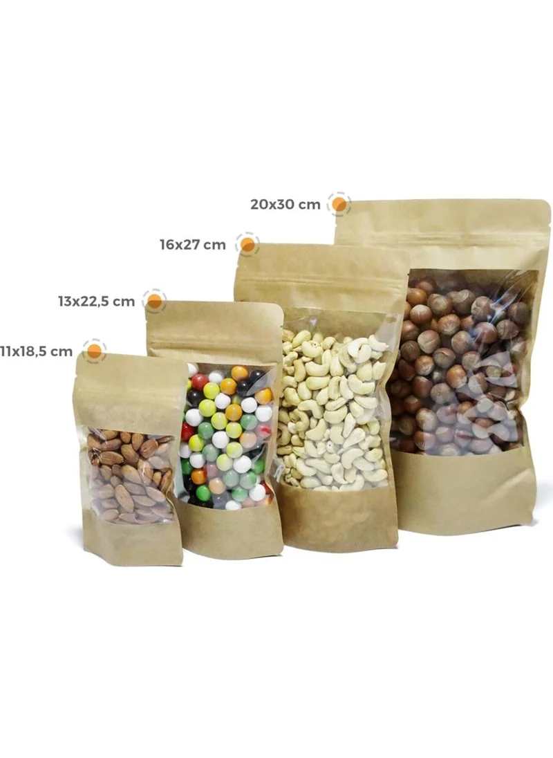 Ambalaj Pazarı Packaging Market Wide Window Kraft Doypack 11X18,5 cm - 100 PIECES