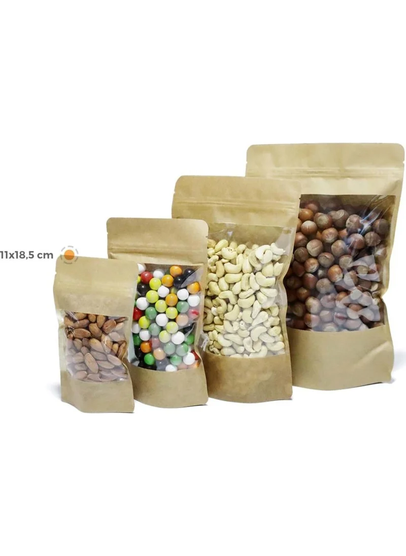 Ambalaj Pazarı Packaging Market Wide Window Kraft Doypack 11X18,5 cm - 100 PIECES