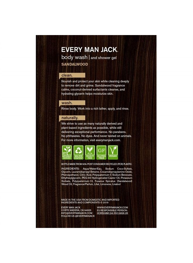 Every Man Jack Everyman Every Man Jack Body Wash Shower Gel, Sandalwood, 16.9 Fl Oz (91297)  - Image 2