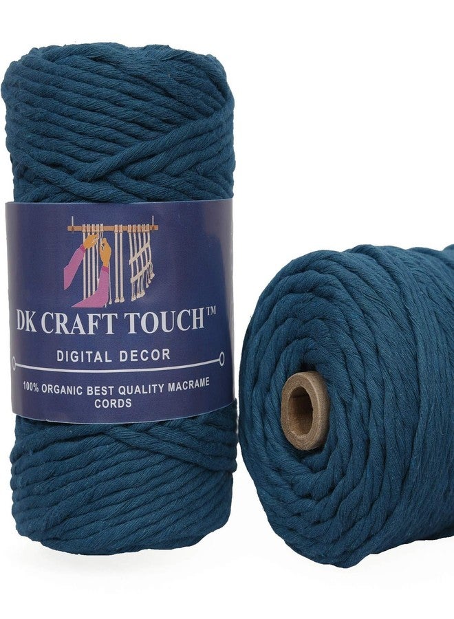 DK Craft Touch حبل قطني نقي ملتوي من دي كي كرافت تاتش لأعمال المكرمية اليدوية وغيرها من المشاريع (أزرق طاووسي، حبال مفردة 4 مم) - Image 1