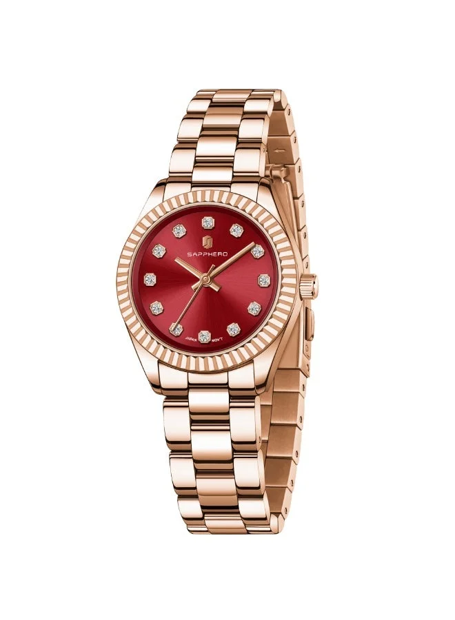 سافيرو ساعات سابفيرو نسائية فاخرة من الستانلس ستيل، ساعة يد نسائية أنيقة مقاومة للماء ، هدية مثالية للنساء