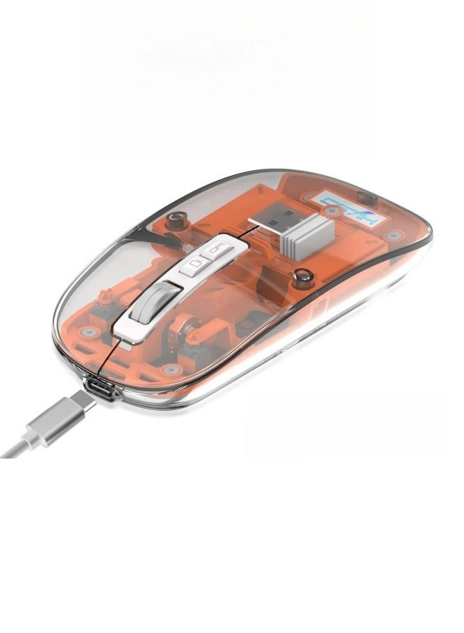 Three-mode transparent wireless mouse 2.4G/Bluetooth 5.1 silent magnetic rechargeable wireless mouse with power display - Image 1