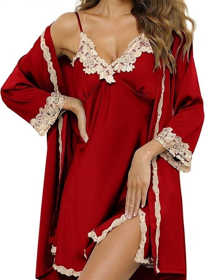 NIBEMINENT 5-Pack Women's Pyjama Set Sling with Chest Pad Nightdress Sweet Sleepwear Home Wearing Clothes Suits Ladies Floral Printing Nightwear Lingerie Robe Underwear Shorts Summer Spring - Image 2