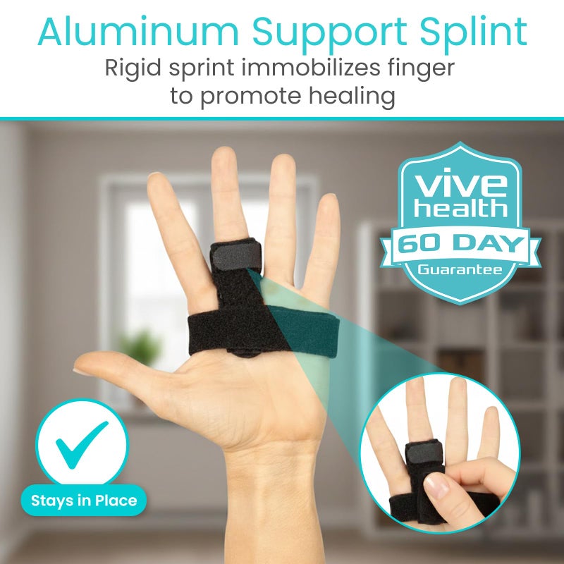 Vive Trigger Finger Splint Brace - Middle, Pinky, Pointer, Ring and Thumb Support - Palm Strap Included - Straighten Curved or Broken Fingers - Adjustable, Breathable Fit - Aluminum Pain Relief Guard - Image 3