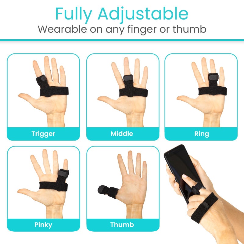 Vive Trigger Finger Splint Brace - Middle, Pinky, Pointer, Ring and Thumb Support - Palm Strap Included - Straighten Curved or Broken Fingers - Adjustable, Breathable Fit - Aluminum Pain Relief Guard - Image 5