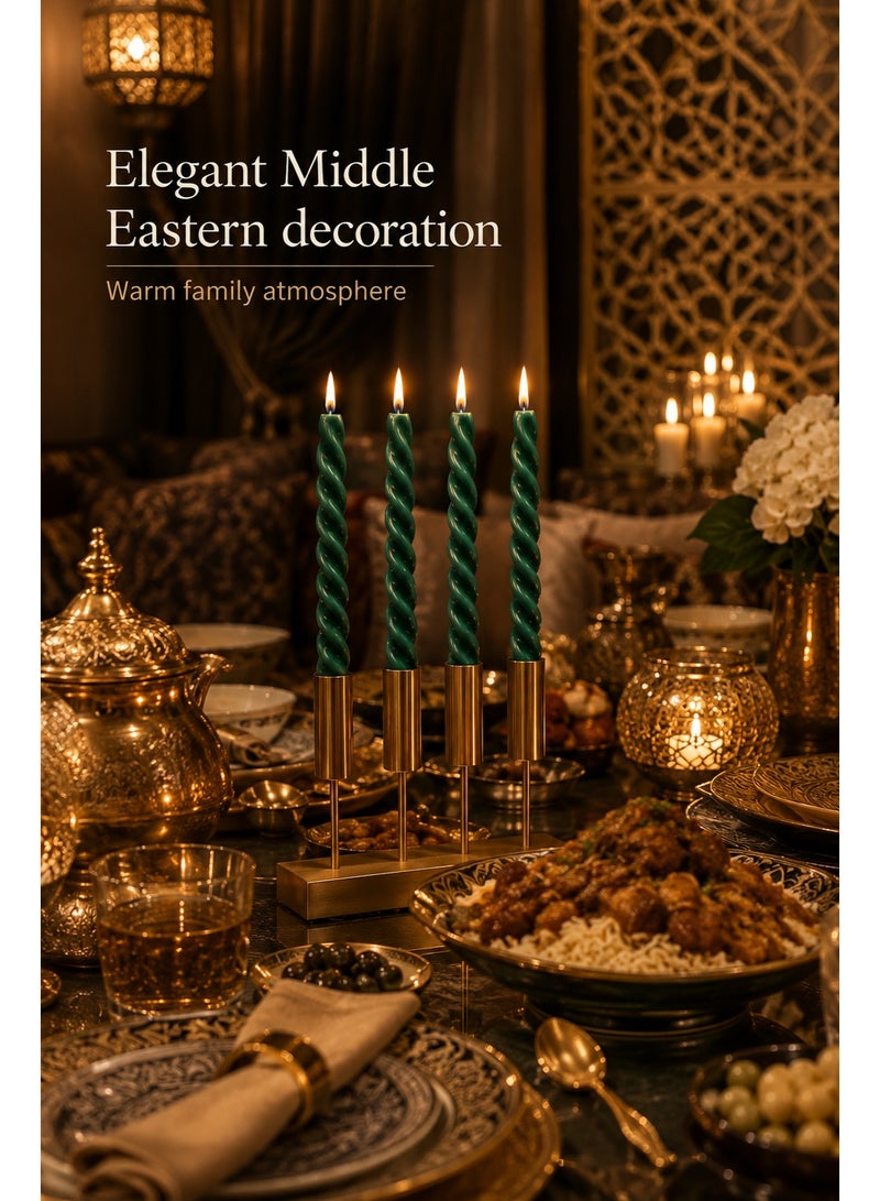 كلاسيك 4 قطع من الشموع الحلزونية المدببة الفاخرة - ديكور أنيق لرمضان والعيد، شموع زخرفية تدوم طويلاً لحفلات الزفاف والحفلات والمنزل - Image 5