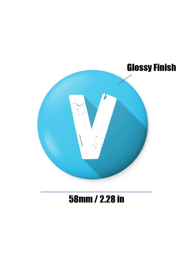 alterEgo Alphabet Initial Button Badge with Safety Pin backing (58mm Diameter) (V) - Image 2