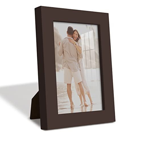 Renditions Gallery 4x6 inch Picture Frame High-end Modern Style, Made of Solid Wood and High Definition Glass Ready for Wall and Tabletop Photo Display, Brown Frame - Image 2