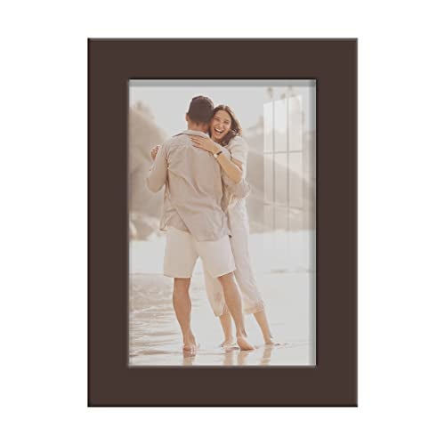 Renditions Gallery 4x6 inch Picture Frame High-end Modern Style, Made of Solid Wood and High Definition Glass Ready for Wall and Tabletop Photo Display, Brown Frame - Image 1