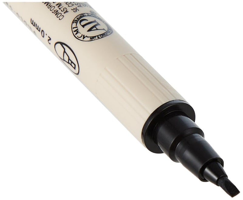 Zig Memory System Calligraphy Dual Tip Marker, Pure Black Pack of 6 (MS3400-010) - Image 1