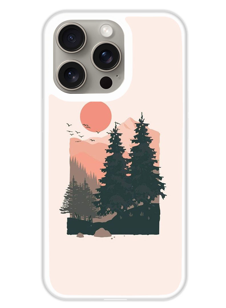 Theodor Protective Case Cover For APPLE IPHONE 15 Pro Nature Art (White Bumper) - Image 1