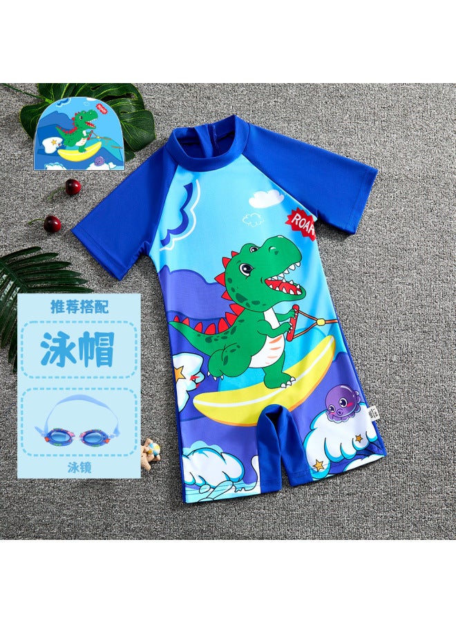Boys' Short-sleeved One-piece Swimsuit  Summer New Children's Sunscreen Boys' Seaside Cartoon Swimsuit Equipment