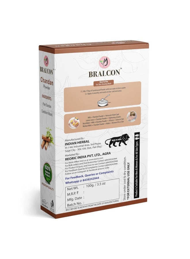 BRALCON Activated Charcoal, Chandan, Orange, Multani Mitti Powder Combo-400g(100g x 4 Pack) for all Skin Types for Face & hairs in seperate Packaging - Image 4