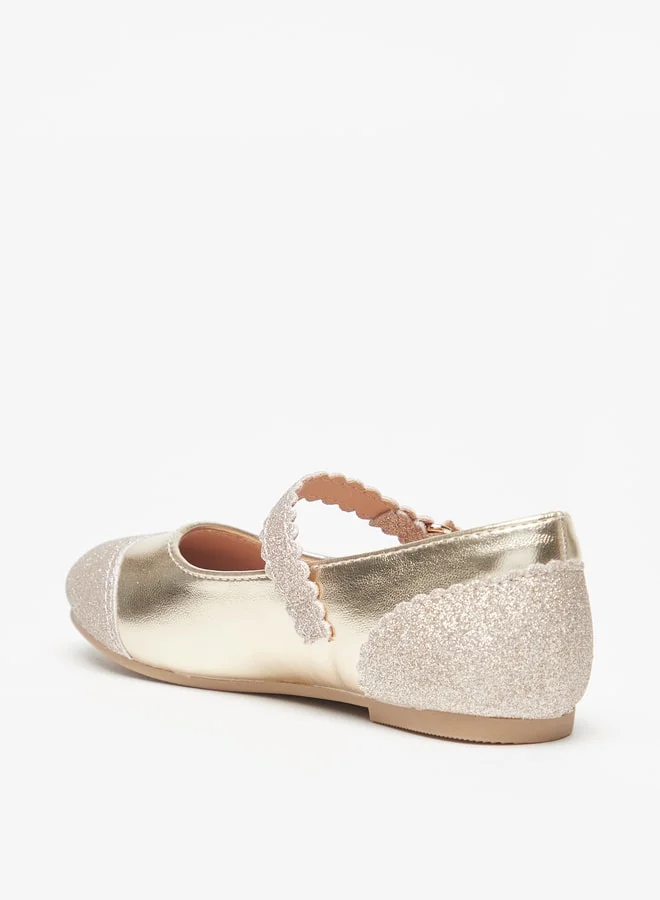 جونيورز حذاء باليرينا بناتي بنقوش مع إغلاق بشريط لاصق