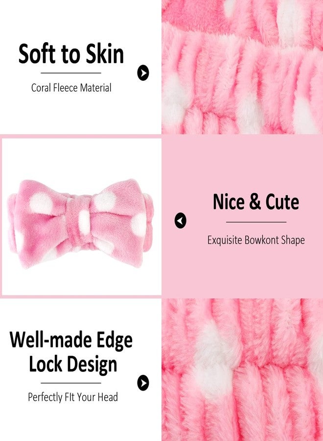 FEELHIGH طوق رأس سبا مزين بفيونكة، طوق رأس من الصوف المرجاني للمكياج، طوق رأس ناعم لغسل الوجه، أطواق رأس للعناية بالبشرة، أغطية رأس للوجه، أطواق رأس مزينة بفيونكة لطيفة للنساء والفتيات، مستلزمات الاستحمام (2) - Image 3