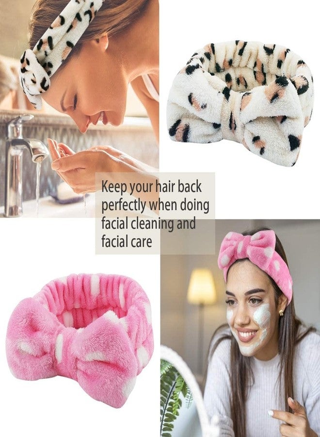 FEELHIGH طوق رأس سبا مزين بفيونكة، طوق رأس من الصوف المرجاني للمكياج، طوق رأس ناعم لغسل الوجه، أطواق رأس للعناية بالبشرة، أغطية رأس للوجه، أطواق رأس مزينة بفيونكة لطيفة للنساء والفتيات، مستلزمات الاستحمام (2) - Image 4