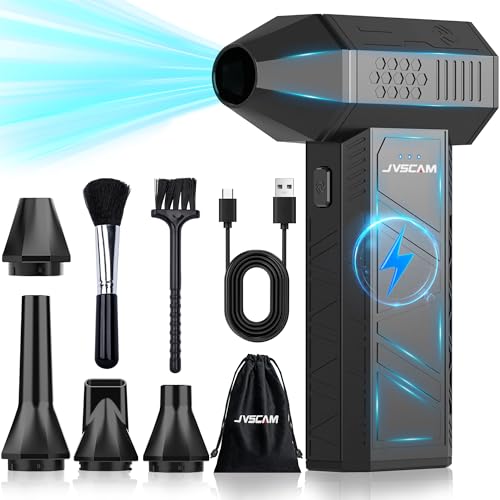 JVSCAM منفاخ هواء مضغوط - منفاخ هواء كهربائي مع محرك بدون فرش - 3 سرعات قابلة للتعديل منفاخ هواء لاسلكي - منفاخ هواء قابل لإعادة الشحن للكمبيوتر، لوحة المفاتيح، السيارة، في الهواء الطلق، المنزل (X3) - Image 1