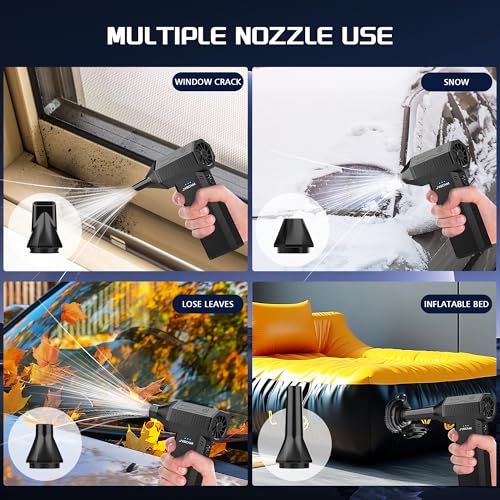 JVSCAM منفاخ هواء مضغوط - منفاخ هواء كهربائي مع محرك بدون فرش - 3 سرعات قابلة للتعديل منفاخ هواء لاسلكي - منفاخ هواء قابل لإعادة الشحن للكمبيوتر، لوحة المفاتيح، السيارة، في الهواء الطلق، المنزل (X3) - Image 4