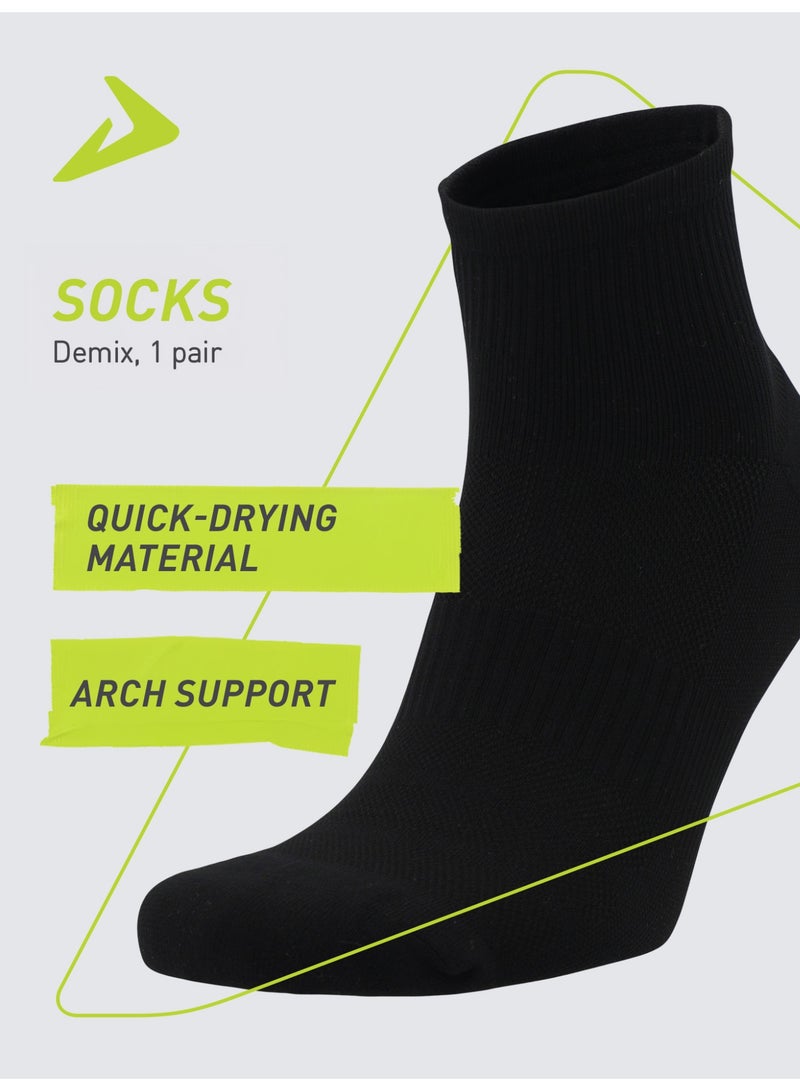 Demix Running Socks (1 Pair), Black, Lightweight & Breathable, Cushioning at Heel and Toe, Ideal for Sports & Running - Image 3