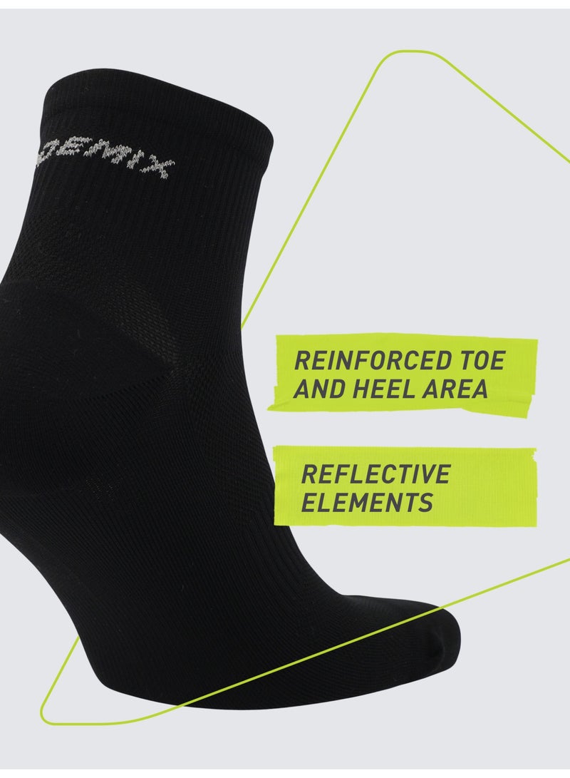 Demix Running Socks (1 Pair), Black, Lightweight & Breathable, Cushioning at Heel and Toe, Ideal for Sports & Running - Image 2