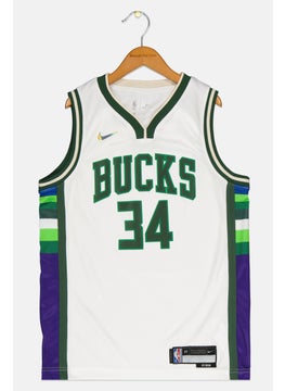 Nike Nike x NBA Kids Boy Dri Fit Giannis Antetokounmpo Basketball Jersey, White  - Image 1