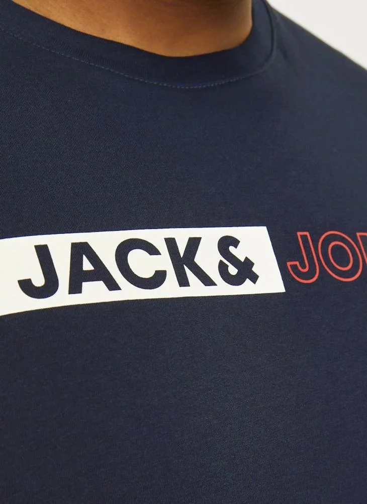 JACK & JONES  Plus Size Logo Regular Fit Crew Neck Plus size T-Shirt for Men | Best Price UAE