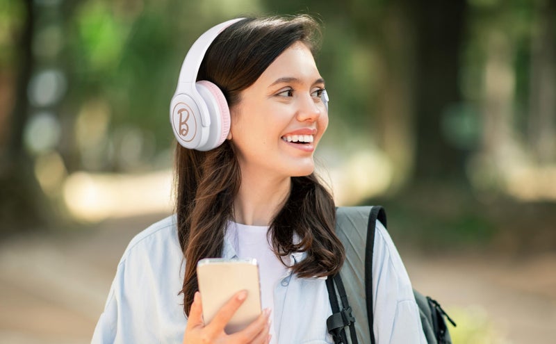 eKids Barbie Wireless Headphones with Microphone, Bluetooth Headphones Include Aux Cord, Earphones for School, Home, or Travel - Image 3