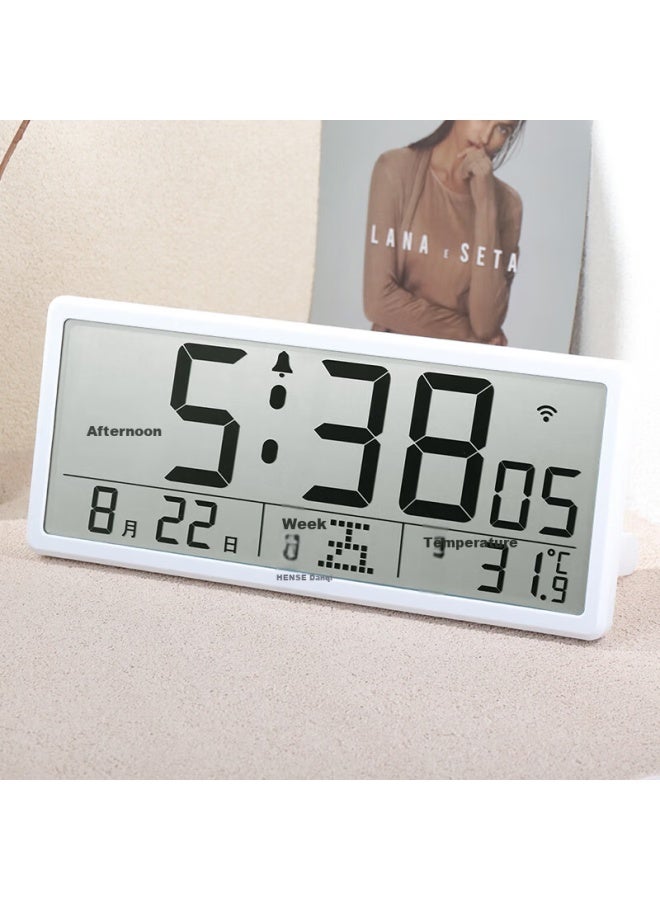 Hense Automatic Time-setting Electronic Clock Creative Large Screen Desk Clock Alarm Clock Wall Clock Multifunctional Clock Ha88 White Wifi Clock Back-to-school Season - Image 3