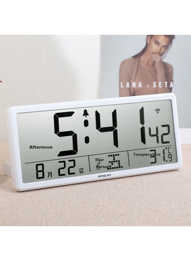Hense Automatic Time-setting Electronic Clock Creative Large Screen Desk Clock Alarm Clock Wall Clock Multifunctional Clock Ha88 White Wifi Clock Back-to-school Season - Image 4