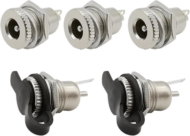 5Pcs DC-099 Metal 5.5mm x 2.1mm / 5.5mm x 2.5mm DC Power Jack Socket DC099 Female Panel Mount Connector 5.5 * 2.1 5.5 * 2.5(5.5x2.1mm) - Image 1