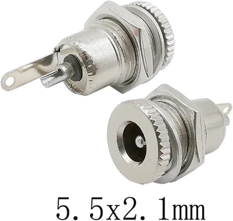 5Pcs DC-099 Metal 5.5mm x 2.1mm / 5.5mm x 2.5mm DC Power Jack Socket DC099 Female Panel Mount Connector 5.5 * 2.1 5.5 * 2.5(5.5x2.1mm) - Image 2