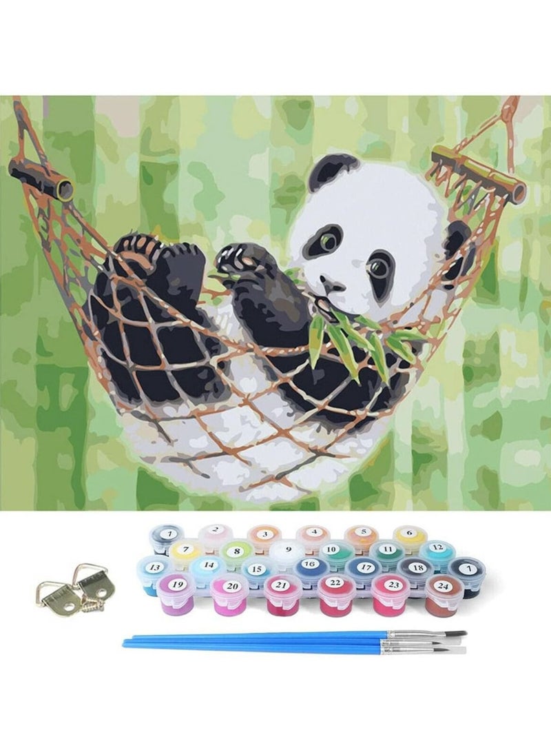 Excefore Paint by Numbers for Adults Kids, 5D Diamond Picture Cute Panda, 20x16 inch Painting by Number Kits Canvas DIY Oil Paint by Numbers with Paint Brushes and Acrylic Pigment Perfect for Wall Decoration - Image 1